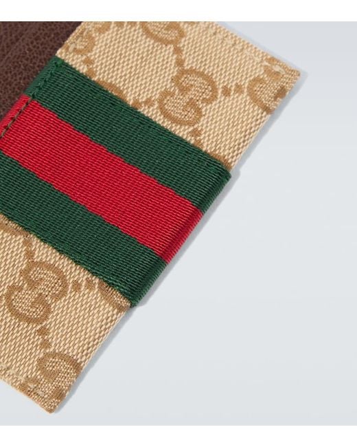 Gucci White Gg Canvas Web Stripe Card Holder for men