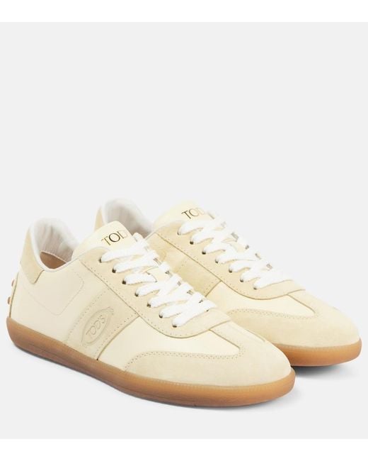 Tod's Natural Tabs Leather And Suede Sneakers
