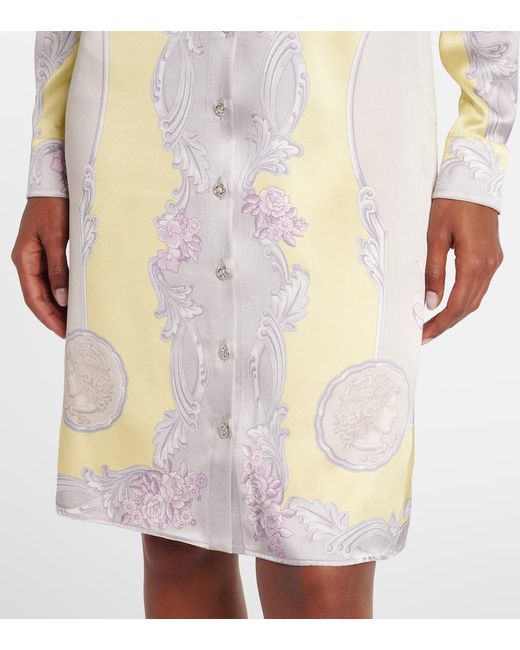 Vestido Camisero Medusa Cameo De Sarga De Seda Versace de color White