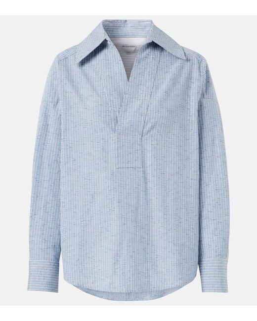 Bottega Veneta Blue Bluse Aus Baumwolle Und Leinen