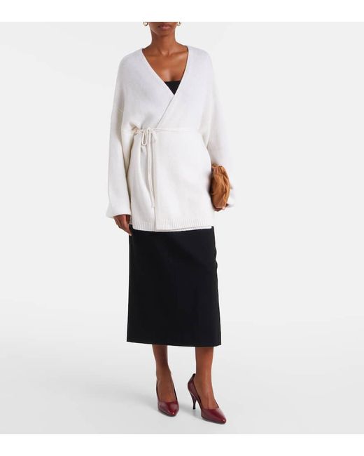 Lisa Yang White Wickel-Cardigan Laurina Aus Kaschmir