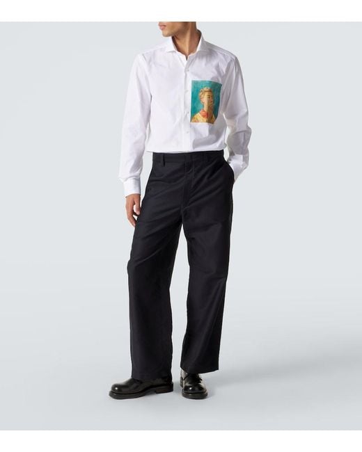 Junya Watanabe White X Luigi Borrelli Printed Cotton Shirt for men