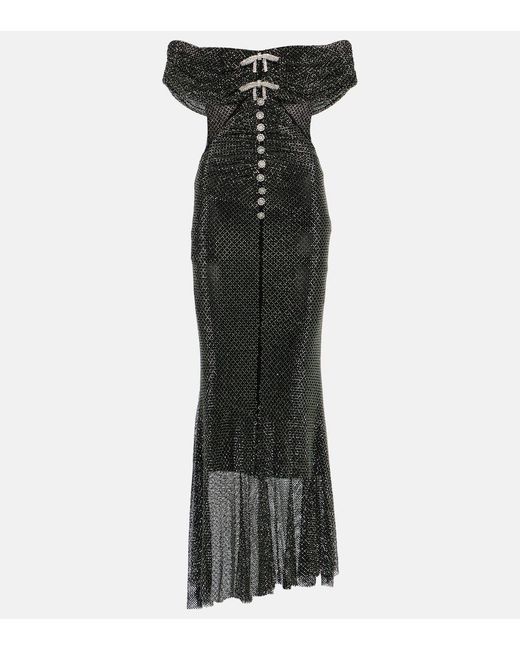 Vestido midi metalizado adornado Self-Portrait de color Black