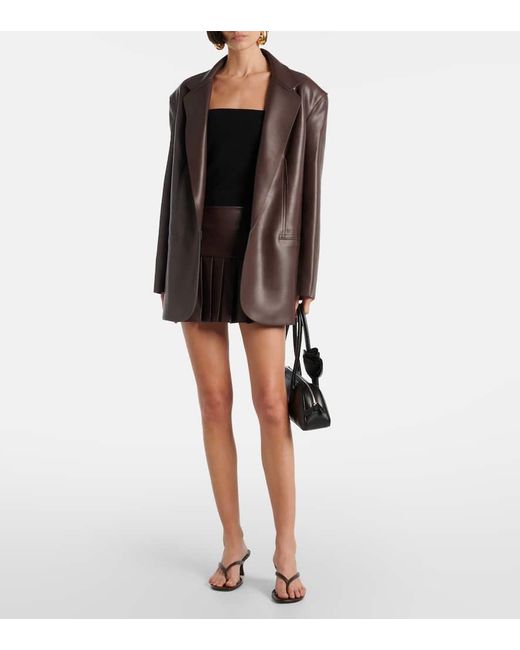 Norma Kamali Brown Oversized Faux Leather Blazer