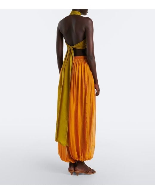 retroféte Orange Evolet Chiffon Balloon Pants
