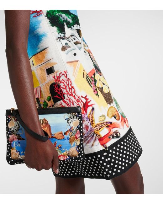 Dolce & Gabbana Blue Capri Printed Cotton Minidress
