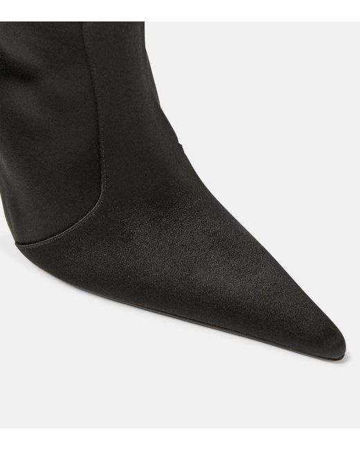 Magda Butrym Black Floral-Applique Satin Sock Boots
