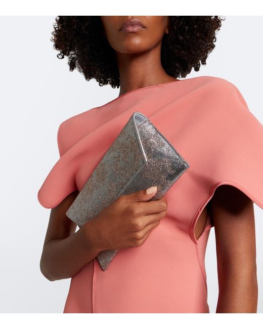 Aquazzura Gray Envelope Sequined Metallic Leather Clutch