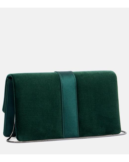 Manolo Blahnik Green Capri Embellished Velvet Clutch