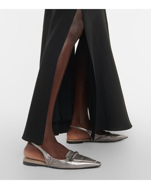Brunello Cucinelli Metallic Leather Slingback Flats