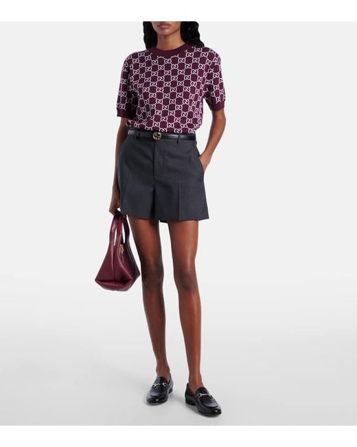 Top Gg Reversible En Laine Melangee Gucci en coloris Red