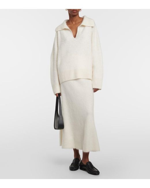 Lisa Yang White Kerry Brushed Cashmere Sweater