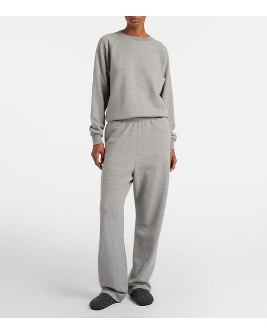 The Row Gray Kohana Cotton And Cashmere Sweatpants