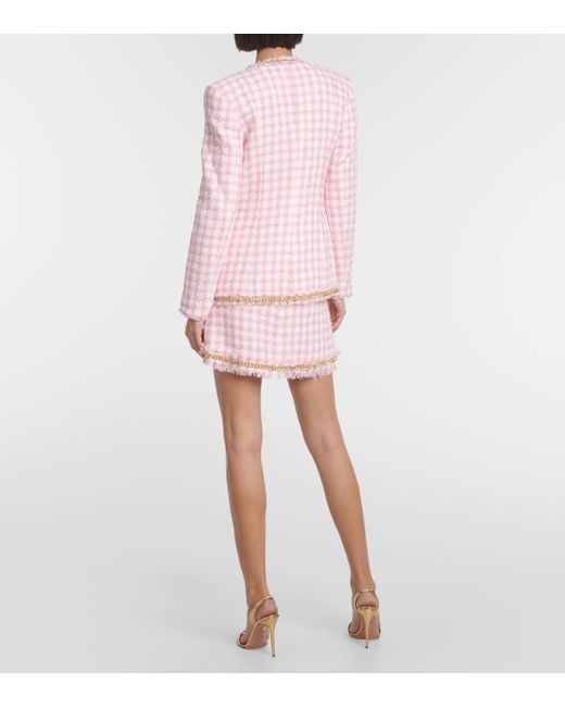 Rebecca Vallance Pink Gabrielle Houndstooth Miniskirt