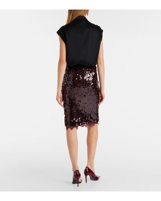 Christopher Esber Black Opaline Sequined Midi Skirt