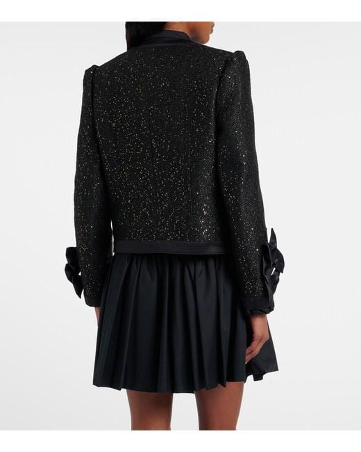 Noir Kei Ninomiya Black Satin-Trimmed Sequined Jacket