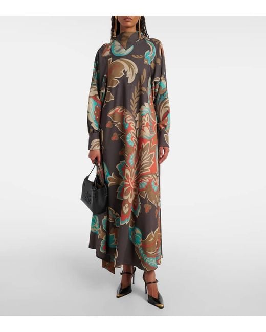 Vestido Largo Asimetrico Estampado Etro de color Multicolor