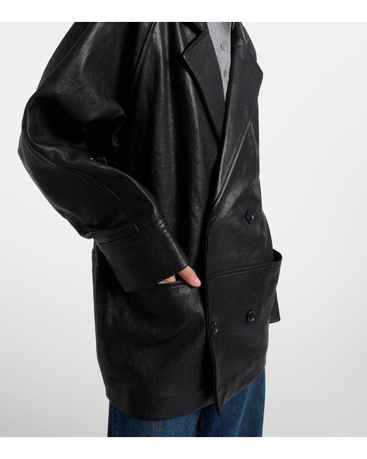 FRAME Black Oversized Leather Jacket