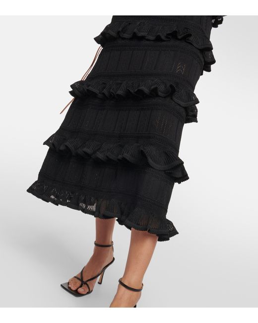 Zimmermann Luminosity Ruffled Midi Dress in Black | Lyst
