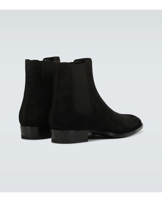 Saint Laurent Black Wyatt 30 Suede Ankle Boot for men
