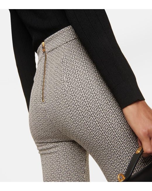 Balmain Gray Schlaghose Monogram Aus Jacquard