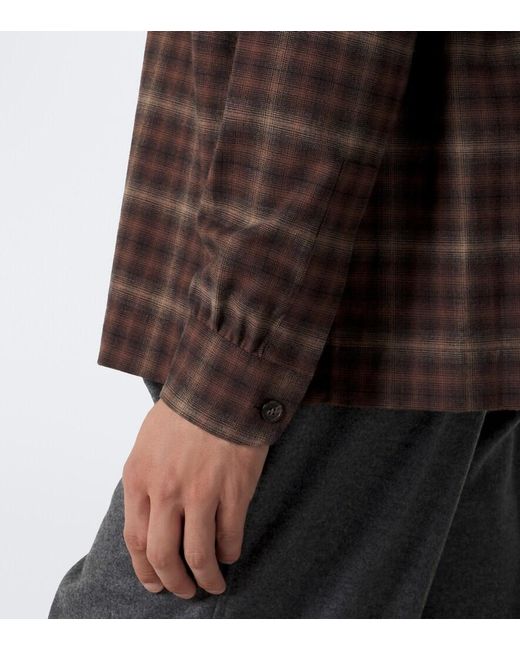 Simone Rocha Brown Ruffled Checked Cotton Flannel Shirt for men
