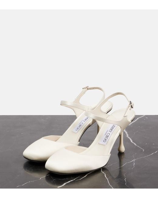 Jimmy Choo White Pixie 80 Satin Pumps