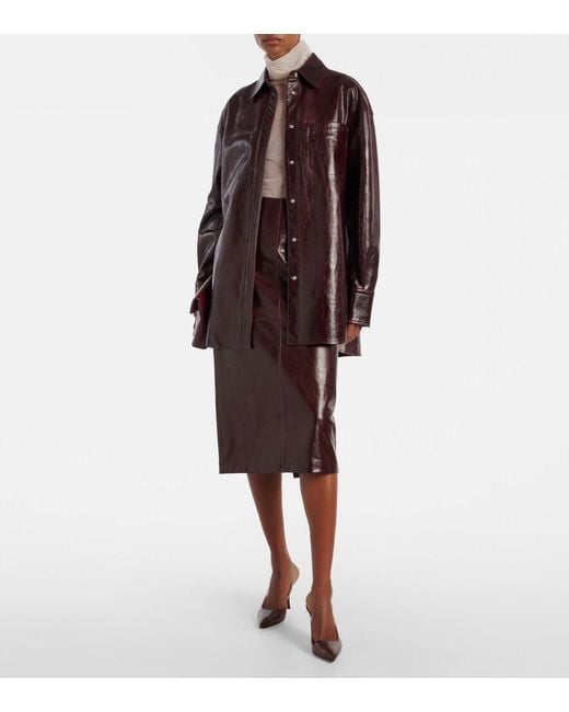 Sportmax Brown Borel Leather Overshirt