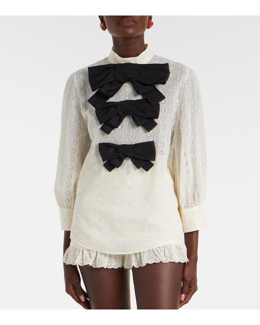 Valentino Black Mossi Bow-Detail Cotton Top