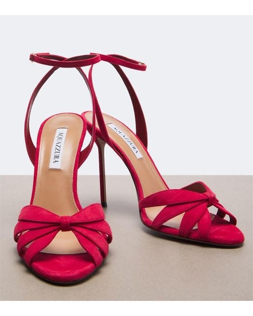 Aquazzura Red Soulmate Suede Sandals