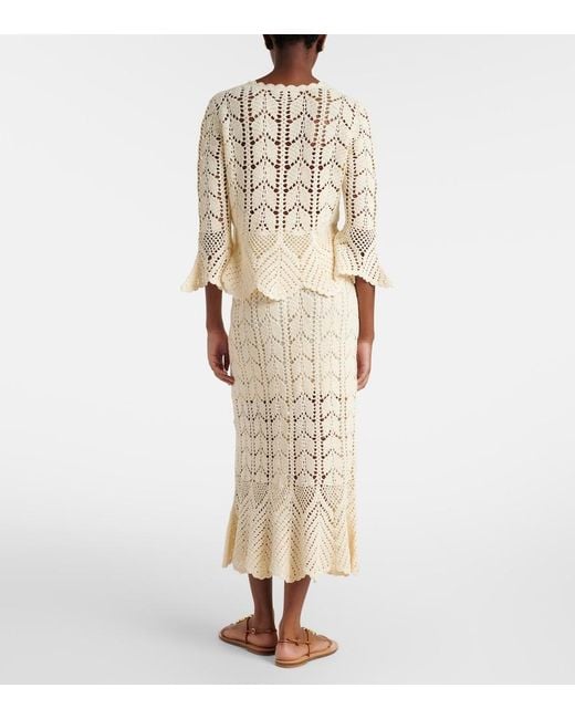 Zimmermann Natural Crochet Cotton Midi Skirt