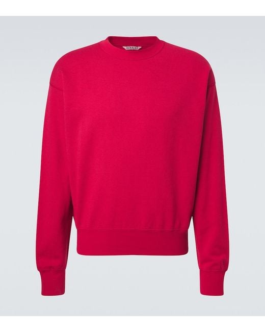 Auralee Sweatshirt Aus Baumwolle, Wolle Und Seide in Red für Herren