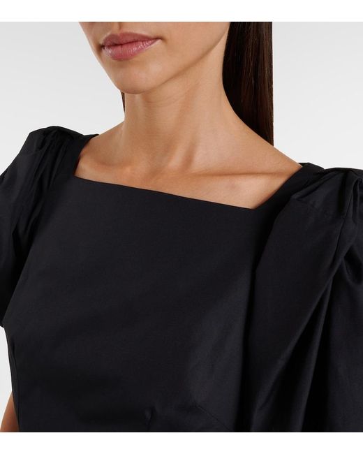 Simone Rocha Black Puff-Sleeve Cotton Poplin Midi Dress