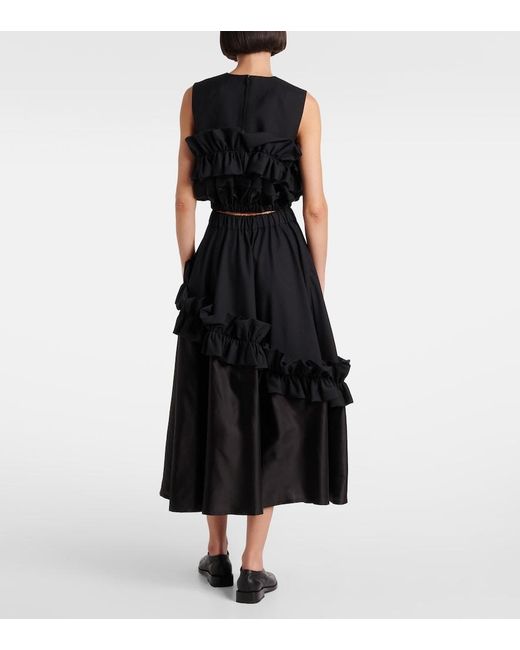 Noir Kei Ninomiya Black Ruffled Wool Top
