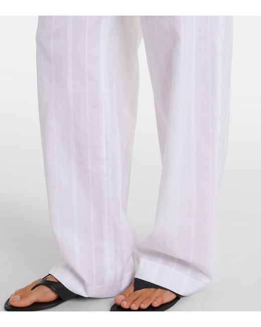 Loulou de Saison White Macao Cotton Poplin Straight Pants