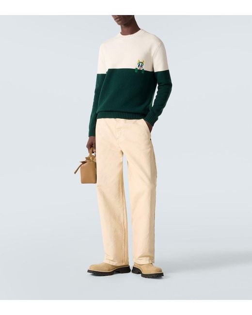 Pantalones Rectos De Algodon Loewe de hombre de color Natural