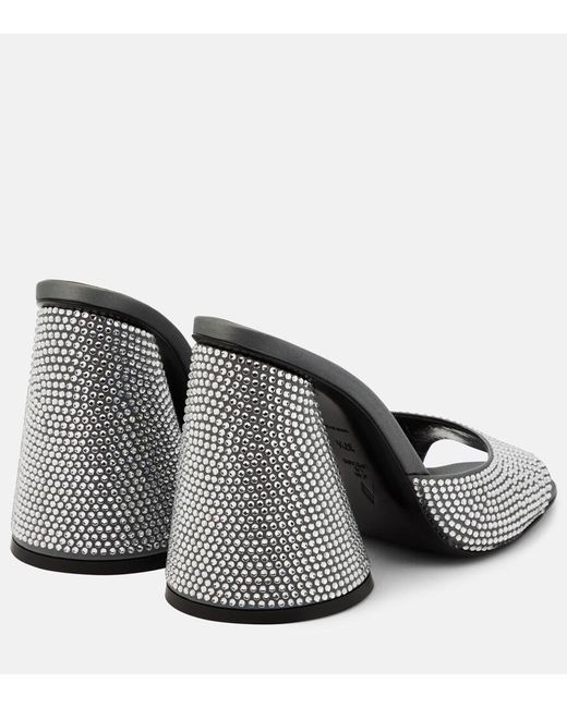 The Attico Black Luz Crystal-Embellished Leather Mules
