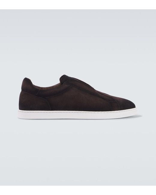 Magnanni Shoes Black Open Suede Sneakers for men