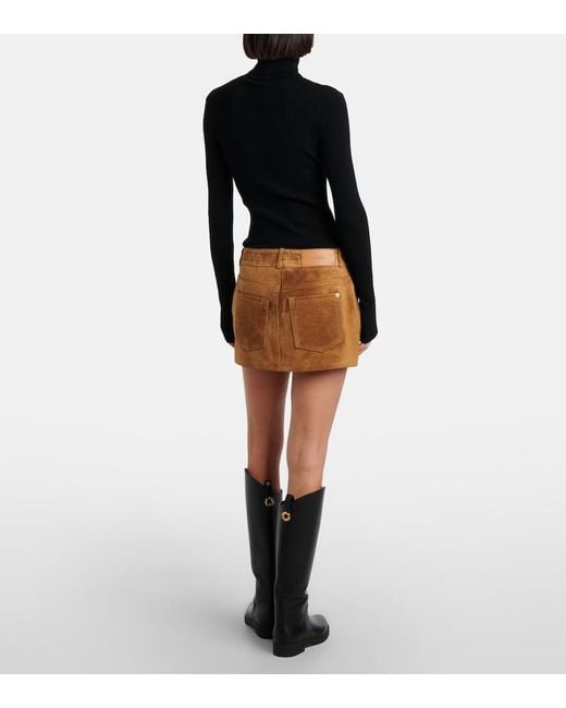 7 For All Mankind Brown Low-Rise Suede Miniskirt
