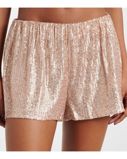 Shorts Boyfriend Elephant Con Paillettes di Norma Kamali in Natural