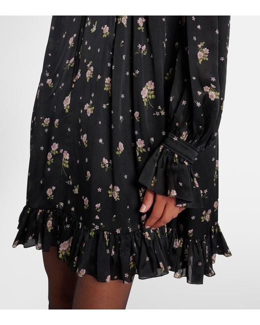 Chloé Black Gathered Silk Charmeuse Minidress