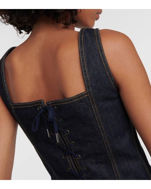 Jean Paul Gaultier Black Bustier-Top Aus Denim