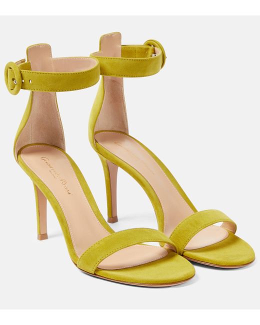 Gianvito Rossi Yellow Portofino 85 Suede Sandals