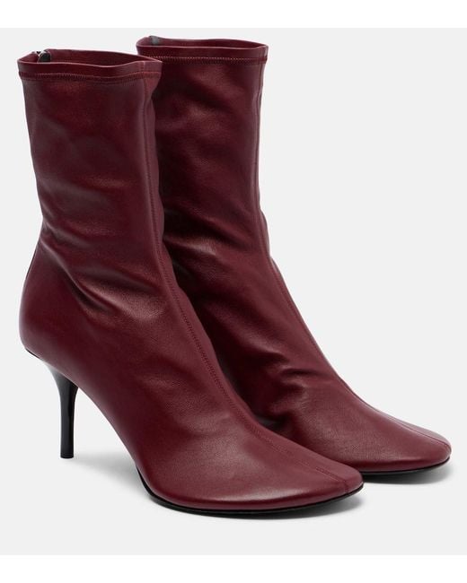 Acne Purple Leather Ankle Boots