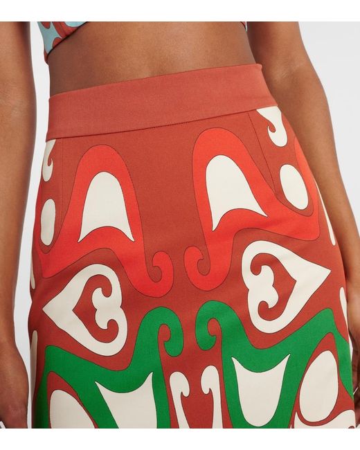 Falda Midi Baia En Mezcla De Algodon LaDoubleJ de color Red