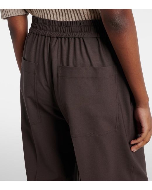 Pantalon Ample En Laine Melangee Brunello Cucinelli en coloris Brown