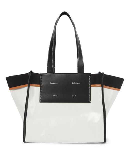 Proenza Schouler White Label Morris Large Coated Canvas Tote in Black ...