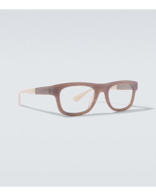 Brunello Cucinelli Metallic Rectangular Glasses for men