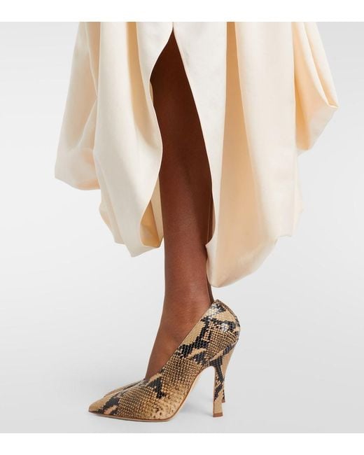 Magda Butrym Brown 115 Snake-Effect Leather Pumps
