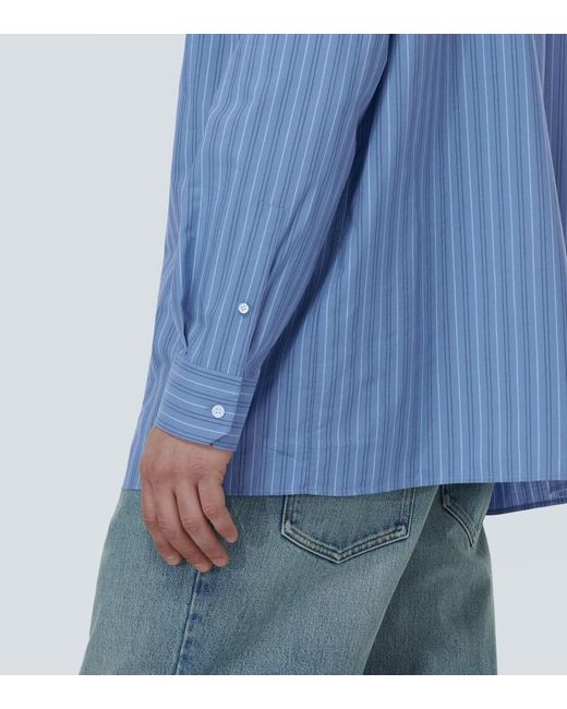 Loewe Blue Striped Cotton Poplin Shirt for men